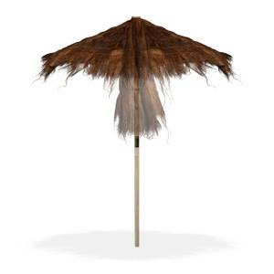 Parasol Hawaii en fibres de palmier Marron - Bois manufacturé - Rotin - Textile - 215 x 250 x 215 cm