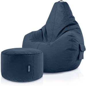 Lot de 2: pouf + tabouret "Cozy+Stay" Bleu foncé