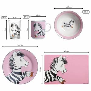 Kinder-Set Happy Zoo Zebra 7-teilig Ton - Kunststoff - 1 x 1 x 1 cm