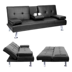 3er-Sofa F60 Schwarz - Kunstleder