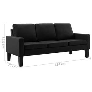 3-Sitzer-Sofa Schwarz Kunstleder Schwarz