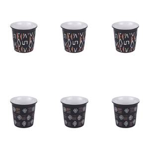 Coffret de 6 tasses Macao Noir - Céramique - 8 x 8 x 8 cm