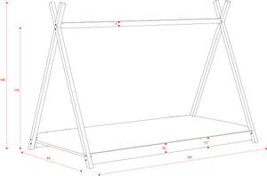 Kinderbett Einzelbett Tia Kiefer Dekor - 93 x 143 x 167 cm