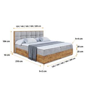 Boxspringbett LOLLI2 Hellgrau - Breite: 160 cm - H4