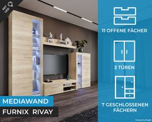 FURNIX Ensemble meubles Rivay avec LED Imitation chêne de Sonoma