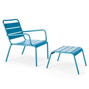 2er-Set Relaxsessel mit Hocker Palavas Marineblau