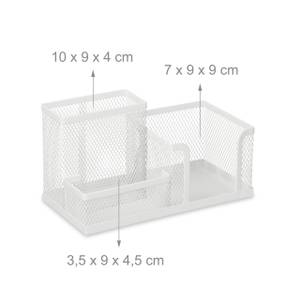 Schreibtisch-Organizer mit 3 Fächern Weiß - Metall - 19 x 10 x 10 cm