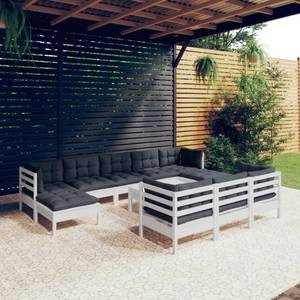 11-tlg. Garten-Lounge-Set mit Kissen Weiß