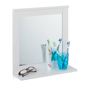 miroir mural blanc avec rangement Blanc - Bois manufacturé - Verre - 40 x 43 x 13 cm