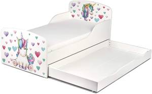 Moderne Lit Enfant Blanche Motif Bois manufacturé - 76 x 66 x 144 cm