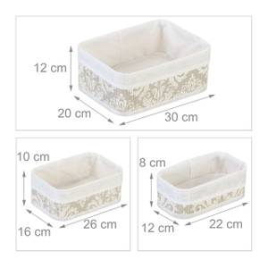 Lot de 3 paniers de rangement en bambou Gris - Blanc - Bambou - Bois manufacturé - Textile - 30 x 12 x 20 cm