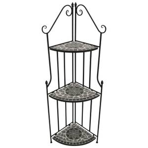 Gartenregal SIENA Schwarz - Grau - Keramik - Metall - Stein - 38 x 142 x 36 cm