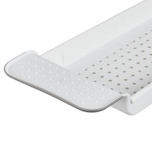 Plateau de baignoire extensible Gris - Blanc - Matière plastique - 78 x 6 x 18 cm