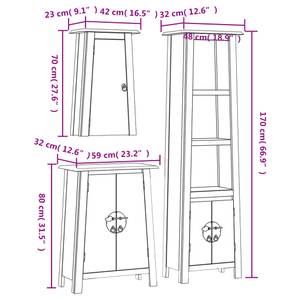 Badmöbel Set 3223455 (3-teilig) Braun - Massivholz - Holzart/Dekor - 48 x 170 x 32 cm