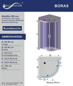 Duschkabine Eckdusche Schiebetüren 90 x 90 cm