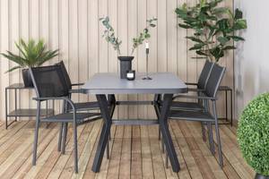 Gartenmöbel-Set Virya (5-teilig) Schwarz - Metall - 90 x 74 x 160 cm