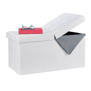 Kunstleder Sitzbank klappbarer Deckel Weiß - Holzwerkstoff - Kunststoff - 75 x 39 x 37 cm