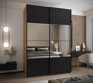 Armoire Lux 4 Noir - Imitation chêne - Largeur : 170 cm