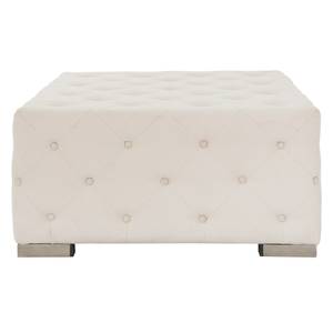 Pouf XXL 90x45x90 cm Crème, lin Blanc - Bois manufacturé - Textile - 90 x 45 x 90 cm