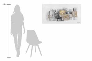 Acrylbild handgemalt Industrial Figures Grau - Massivholz - Textil - 120 x 60 x 4 cm