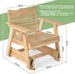 Schaukelstuhl mit Getränkehalter Braun - Massivholz - 81 x 87 x 80 cm