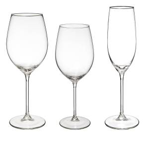 Weingläser-Set LINA, 3 Arten Glas - 9 x 24 x 9 cm