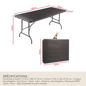 Table d'Extérieur Betel Gris - Métal - Matière plastique - 74 x 74 x 180 cm