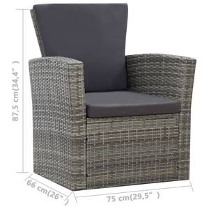 Garten-Sofagarnitur (4-teilig) 3012362-2 Grau - Metall - Rattan - 50 x 35 x 85 cm