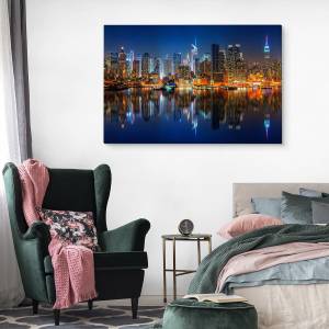 Tableau Manhattan La Nuit Architecture 70 x 50 x 50 cm