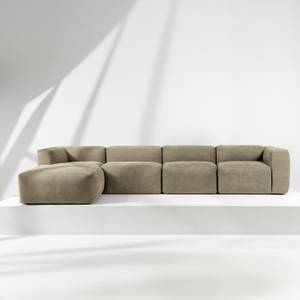 Ecksofa BUFFO 6-Sitzer Sandbraun - Breite: 377 cm - Armlehne beidseitig montierbar - Ecke davorstehend links - Ottomane davorstehend links