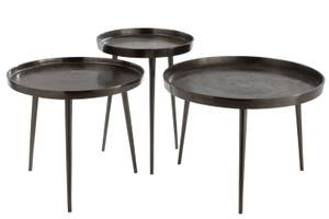 Set de 3 tables gigogne plateau droite Vert - Métal - 40 x 16 x 11 cm