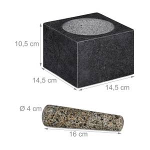 Mortier carré et pilon en  granit Beige - Gris - Pierre - 15 x 11 x 15 cm