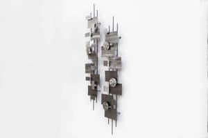 Wanddeko Metall Living Geometry Silber - Metall - 26 x 107 x 5 cm
