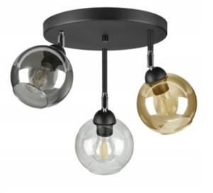 Deckenlampe Bergen III Schwarz - Glas Schwarz - Honig - Durchscheinend