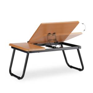 Laptoptisch mit neigbarer Arbeitsfläche Schwarz - Braun - Holzwerkstoff - Metall - 57 x 24 x 32 cm