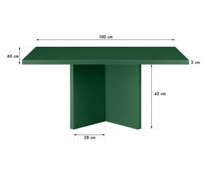 Laminat-Couchtisch 3CM CHARLA Dunkelgrün