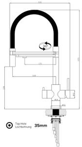 Edelstahl 5 wege Hahn + 2 Strahl Brause Metall - 35 x 53 x 5 cm