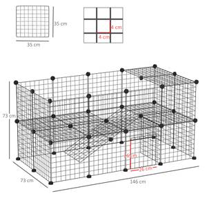 Laufgitter D06-072 Schwarz - Metall - 73 x 73 x 146 cm