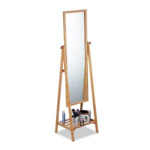 Miroir sur pied en bambou inclinable Marron - Bambou - Verre - 40 x 160 x 36 cm