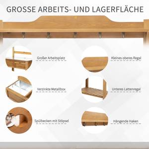 Pflanztisch 845-375 Braun - Massivholz - 42 x 142 x 80 cm