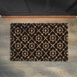 Kokos Fußmatte mit Ornamenten Schwarz - Braun - Naturfaser - Kunststoff - 60 x 2 x 40 cm
