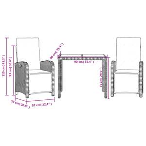 Bistro-Set-k467 ( 3-tlg ) Schwarz