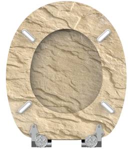 WC-Sitz mit Absenkautomatik Sand Stone Braun - Holzwerkstoff - 38 x 6 x 47 cm