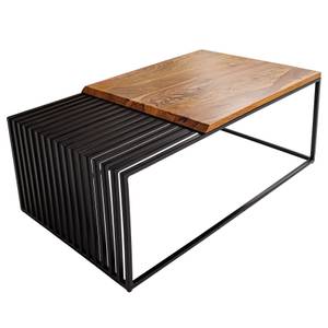 Couchtisch ARCHITECTURE Schwarz - Braun - Metall - Massivholz - Holzart/Dekor - 100 x 40 x 55 cm