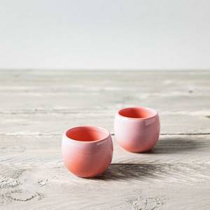 Eierbecher Perlemor Home Coral 2er Set Pink - Rot - Porzellan - 6 x 5 x 6 cm