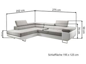 Ecksofa SOLAM L Dunkelgrau - Weiß - Bettkasten links - Mit Bettkasten