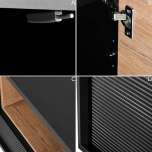 LOFTY TV-Lowboard TV/HiFi-Einlage Schwarz - Braun - Eiche Dekor