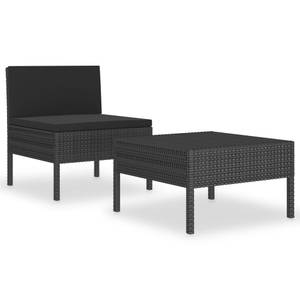 Salon de jardin 2 pcs avec coussins Noir