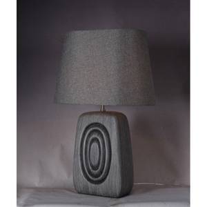 Lampe à poser effet bois gris brun Gris - Textile - 20 x 46 x 20 cm