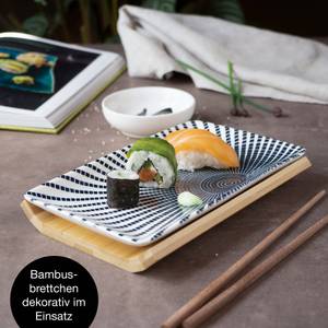 Sushi 8tlg Geschirr-Set 2 Personen Weiß - Ton - Holzwerkstoff - 28 x 8 x 33 cm